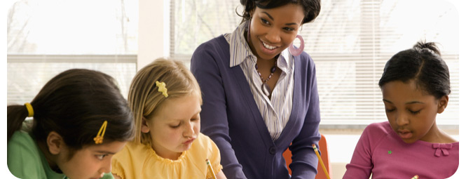 Teacher and students