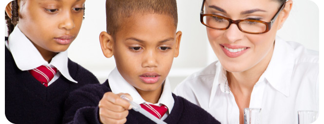 Teacher and students