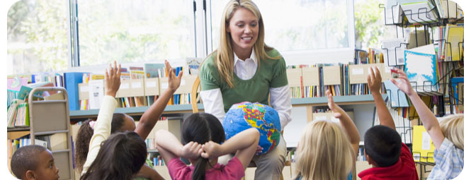 Teacher and students