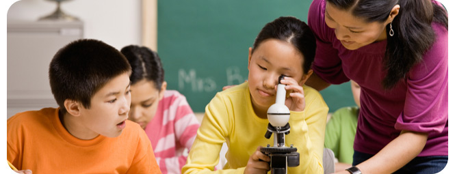 Teacher and students