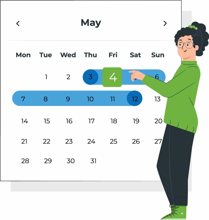 An illustration of a user scheduling a visit in the observe4success classroom walkthroughs & teacher evaluations platform